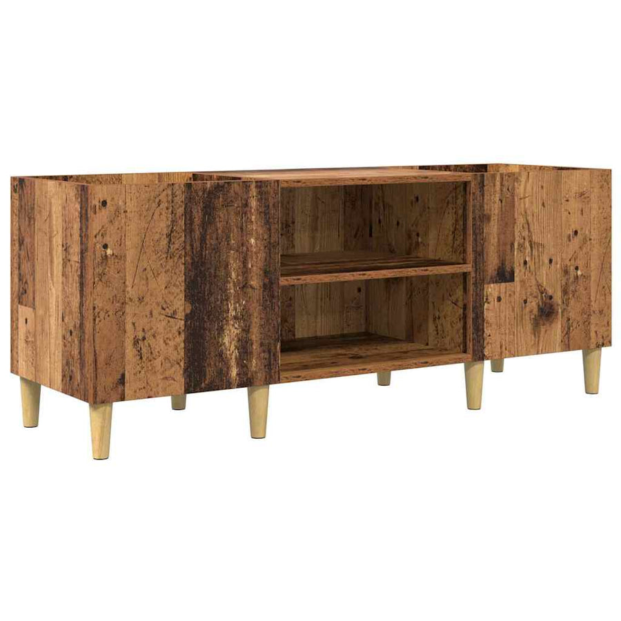 Platenkast Oud Hout 121 x 38 x 48 cm Bewerkt hout