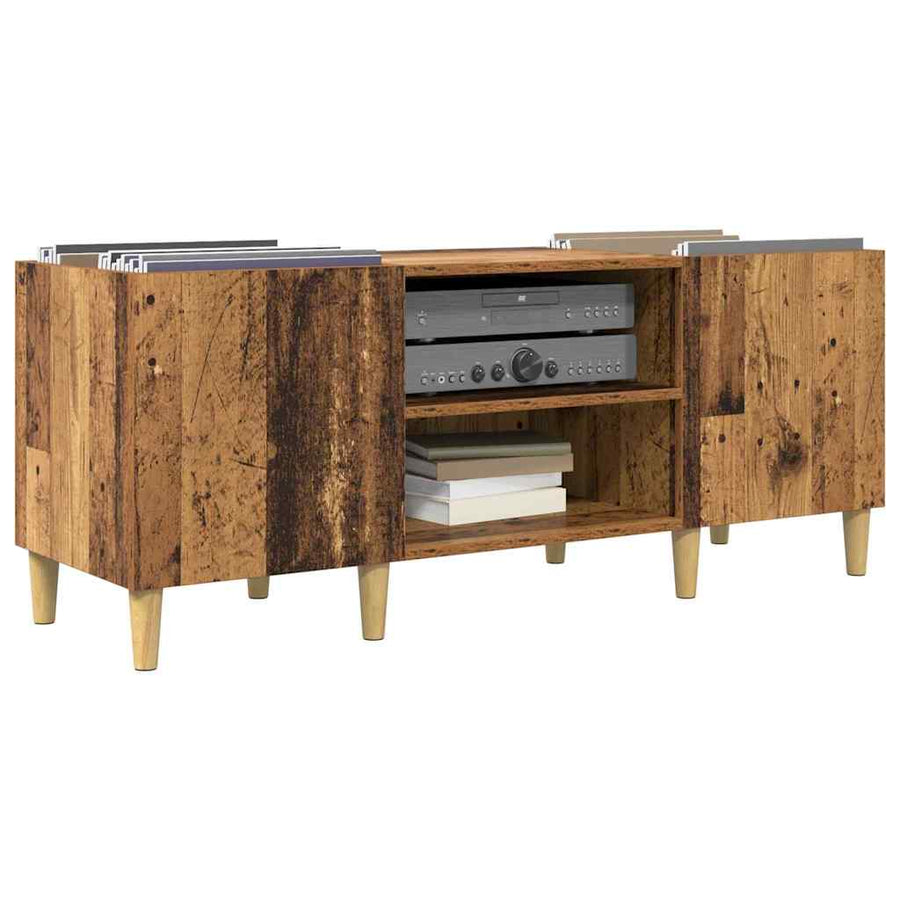 Platenkast Oud Hout 121 x 38 x 48 cm Bewerkt hout