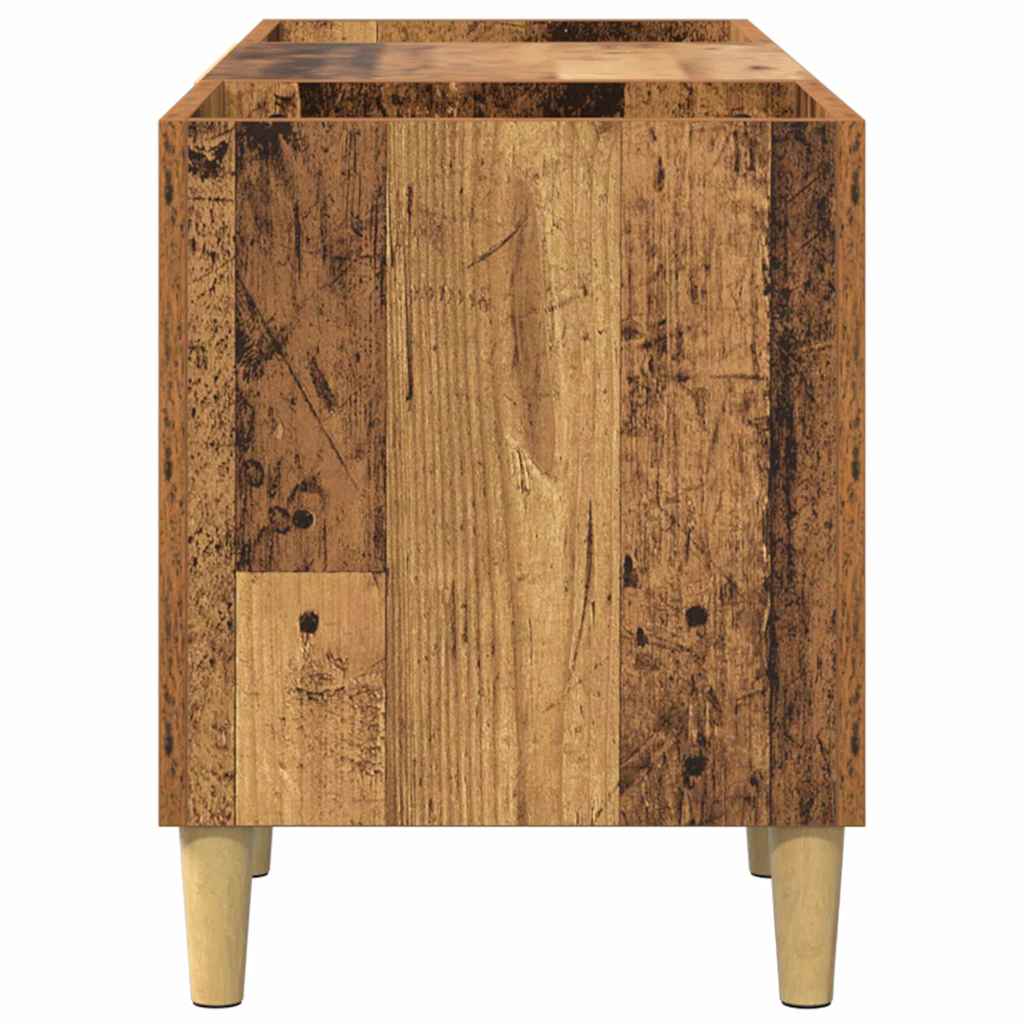 Platenkast Oud Hout 121 x 38 x 48 cm Bewerkt hout