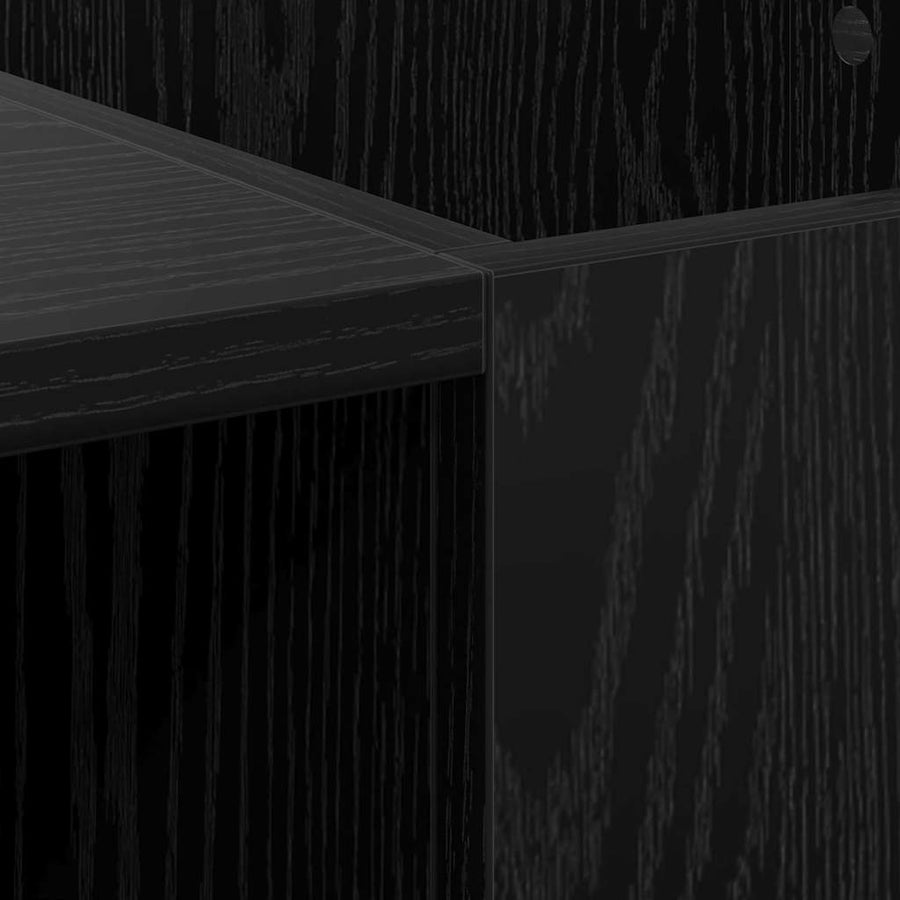 Platenkast Zwart Eiken 121 x 38 x 48 cm Bewerkt hout
