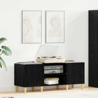 Black Oak Record Cabinet 121 x 38 x 48 cm Engineered Wood