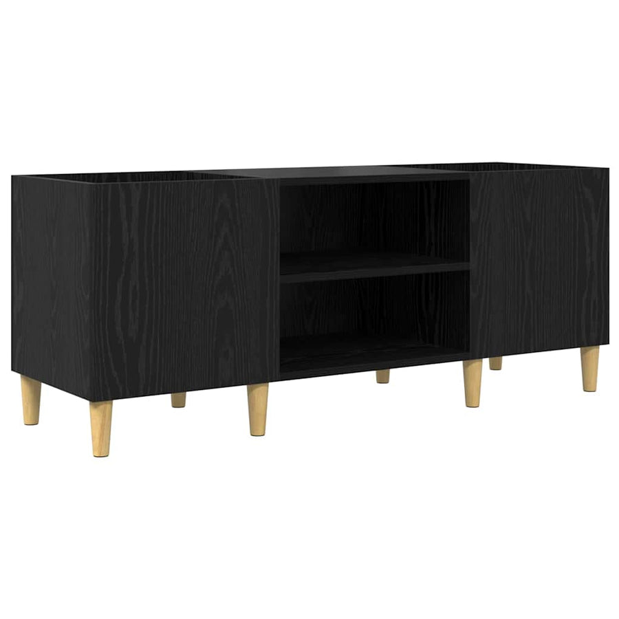 Platenkast Zwart Eiken 121 x 38 x 48 cm Bewerkt hout