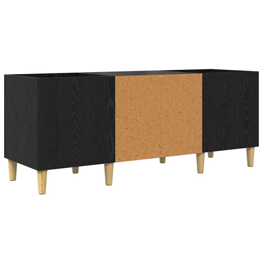 Platenkast Zwart Eiken 121 x 38 x 48 cm Bewerkt hout
