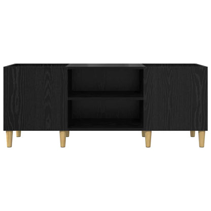 Platenkast Zwart Eiken 121 x 38 x 48 cm Bewerkt hout