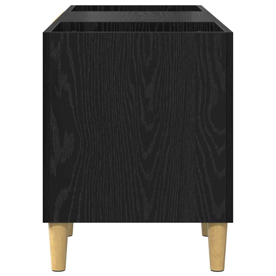 Platenkast Zwart Eiken 121 x 38 x 48 cm Bewerkt hout