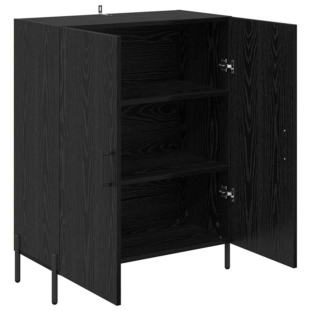 Dressoir Zwart Eiken 69,5 x 34 x 90 cm Bewerkt hout