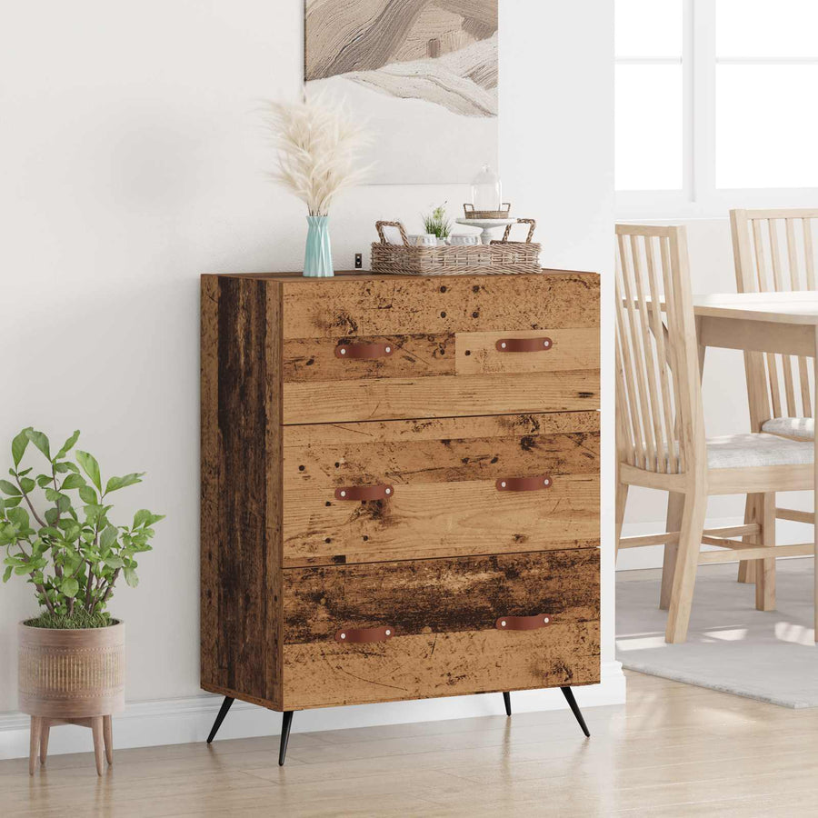 Ladekast met lade Oudhout 69,5 x 34 x 90 cm Geconstrueerd hout