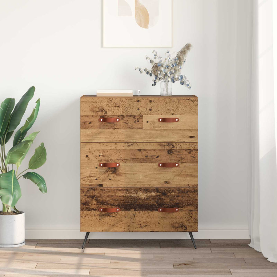 Ladekast met lade Oudhout 69,5 x 34 x 90 cm Geconstrueerd hout