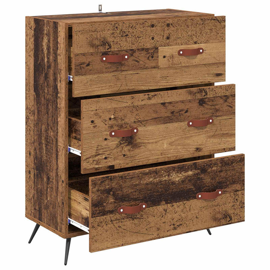 Ladekast met lade Oudhout 69,5 x 34 x 90 cm Geconstrueerd hout