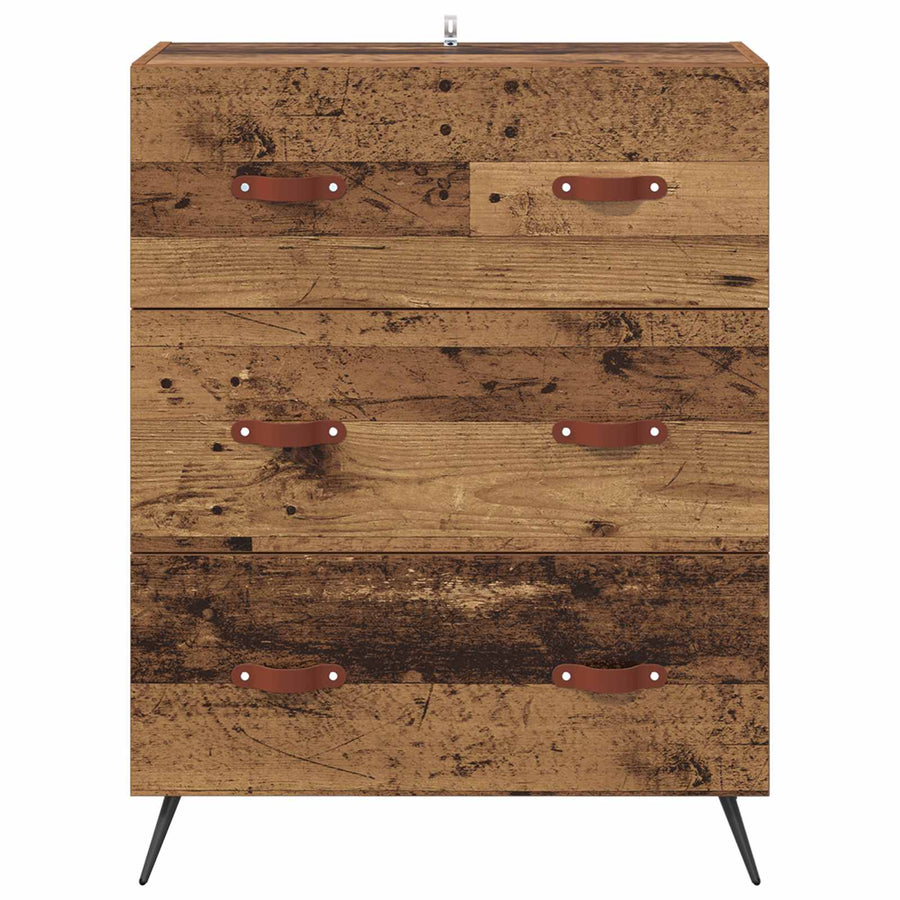 Ladekast met lade Oudhout 69,5 x 34 x 90 cm Geconstrueerd hout