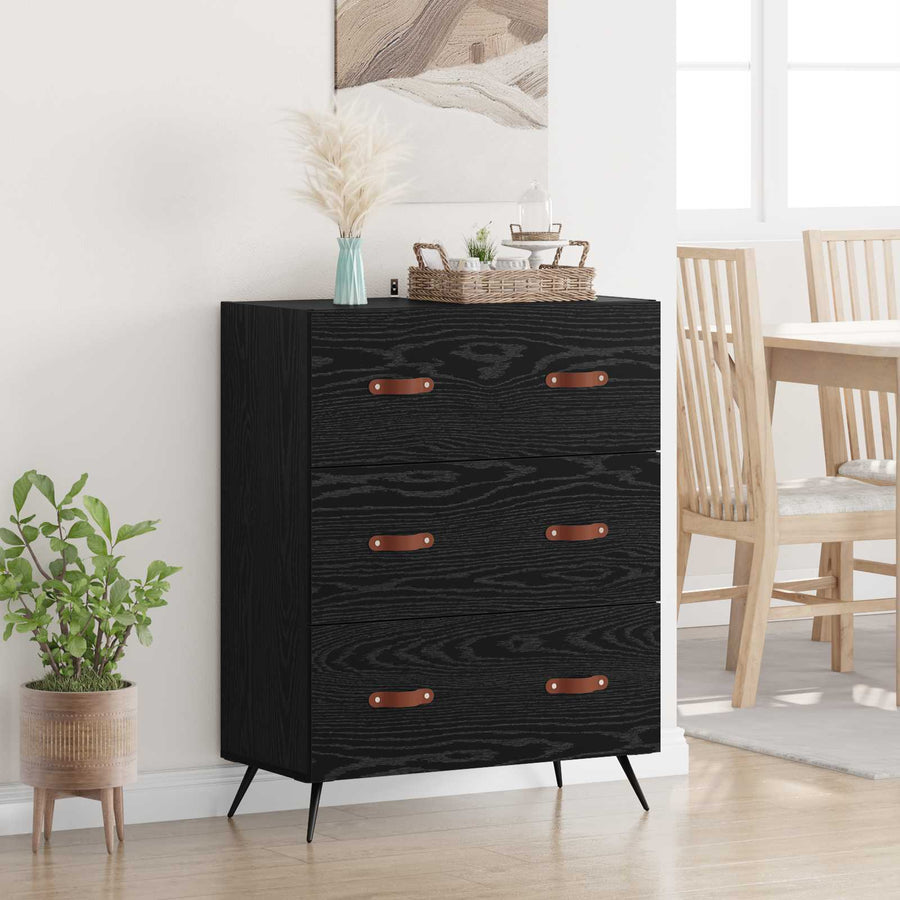 Ladekast Zwarte Eik 69,5 x 34 x 90 cm Geconstrueerd hout