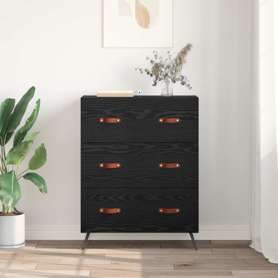 Ladekast Zwarte Eik 69,5 x 34 x 90 cm Geconstrueerd hout