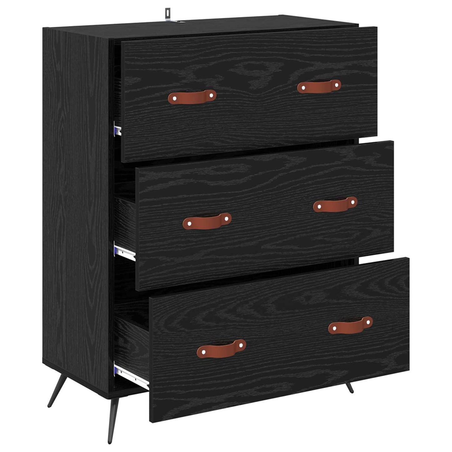 Ladekast Zwarte Eik 69,5 x 34 x 90 cm Geconstrueerd hout