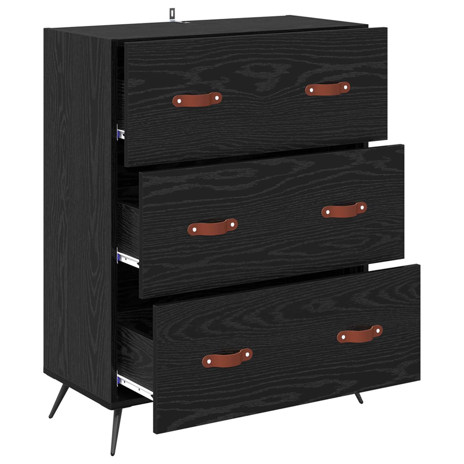 Ladekast Zwarte Eik 69,5 x 34 x 90 cm Geconstrueerd hout