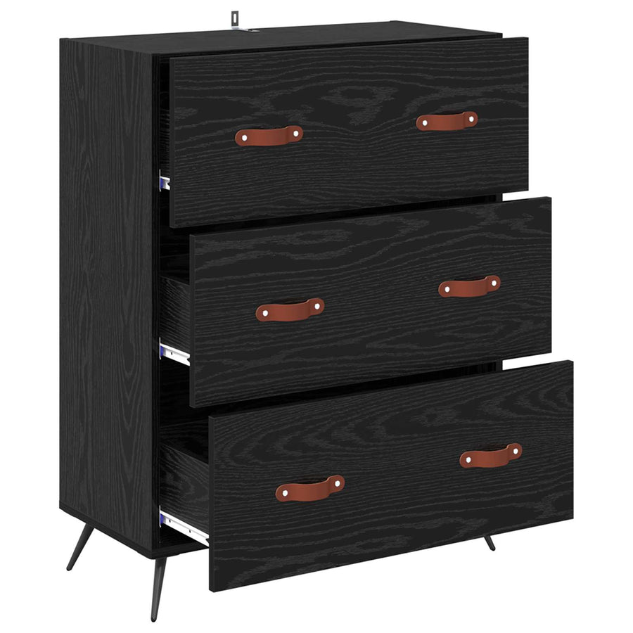 Ladekast Zwarte Eik 69,5 x 34 x 90 cm Geconstrueerd hout