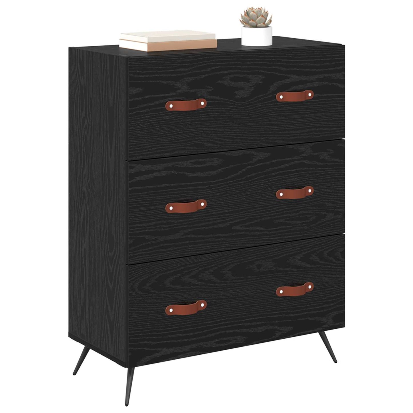 Ladekast Zwarte Eik 69,5 x 34 x 90 cm Geconstrueerd hout