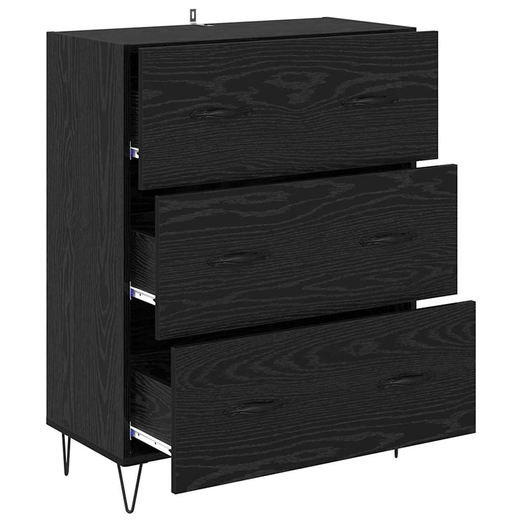 Dressoir Zwart Eiken 69,5 x 34 x 90 cm Gemonteerd hout en ijzer