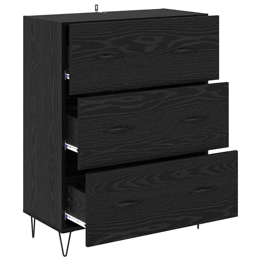 Dressoir Zwart Eiken 69,5 x 34 x 90 cm Gemonteerd hout en ijzer