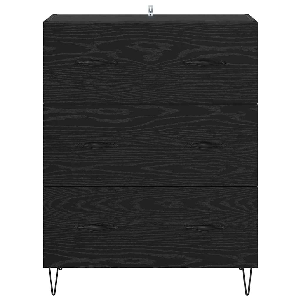 Dressoir Zwart Eiken 69,5 x 34 x 90 cm Gemonteerd hout en ijzer