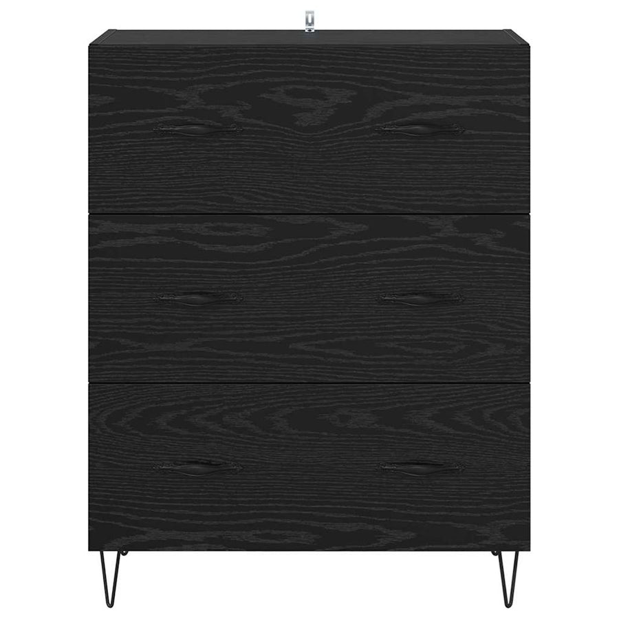 Dressoir Zwart Eiken 69,5 x 34 x 90 cm Gemonteerd hout en ijzer
