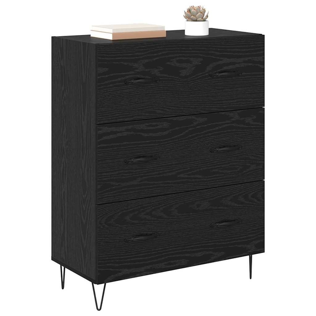Dressoir Zwart Eiken 69,5 x 34 x 90 cm Gemonteerd hout en ijzer