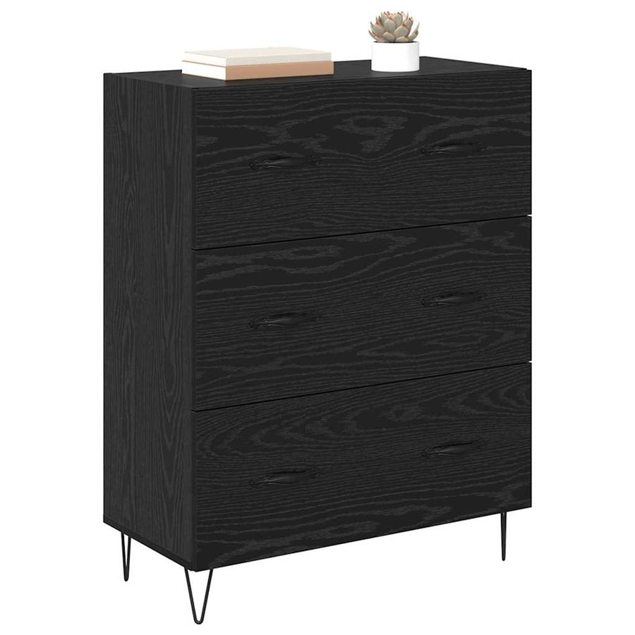 Dressoir Zwart Eiken 69,5 x 34 x 90 cm Gemonteerd hout en ijzer