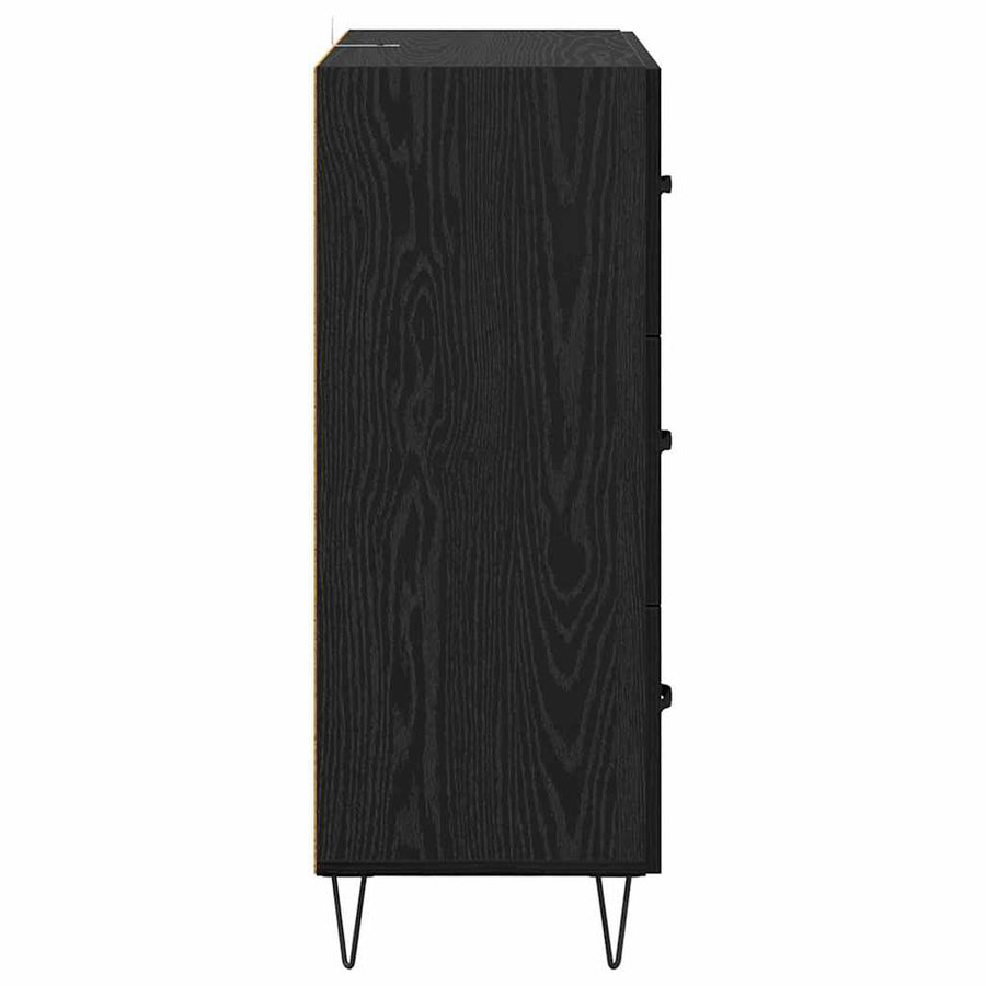 Dressoir Zwart Eiken 69,5 x 34 x 90 cm Gemonteerd hout en ijzer