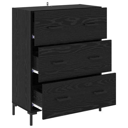 Dressoir Zwart Eiken 69,5 x 34 x 90 cm Gemonteerd hout en ijzer