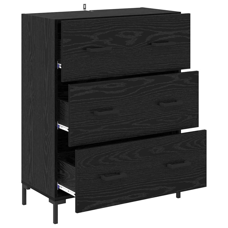 Dressoir Zwart Eiken 69,5 x 34 x 90 cm Gemonteerd hout en ijzer
