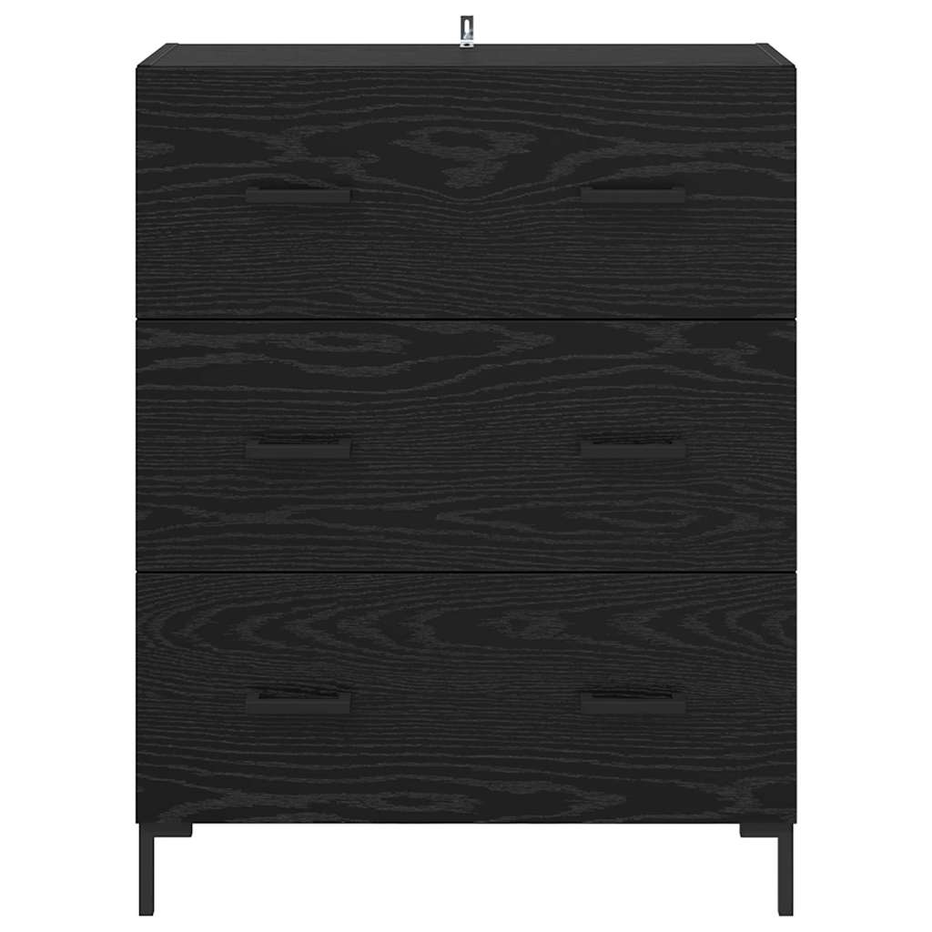 Dressoir Zwart Eiken 69,5 x 34 x 90 cm Gemonteerd hout en ijzer