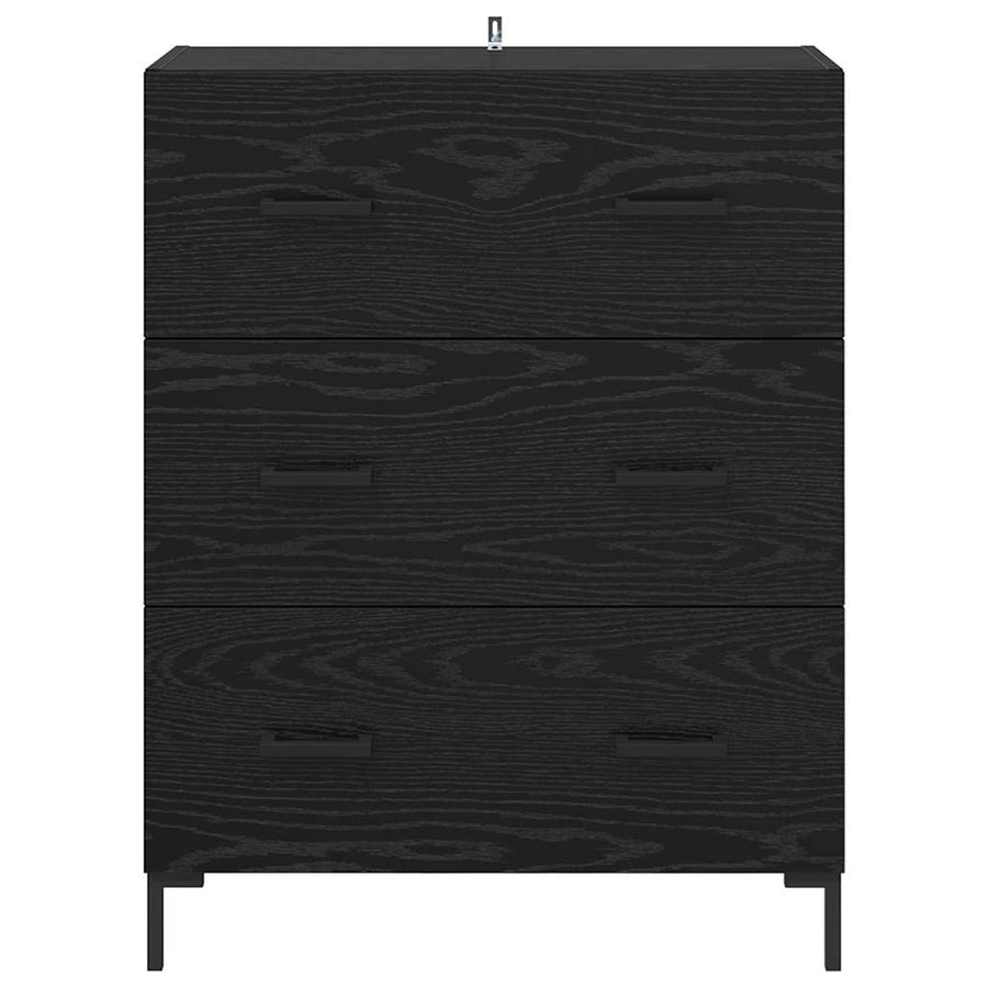Dressoir Zwart Eiken 69,5 x 34 x 90 cm Gemonteerd hout en ijzer
