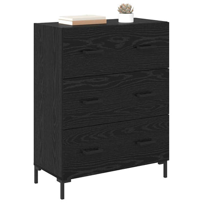 Dressoir Zwart Eiken 69,5 x 34 x 90 cm Gemonteerd hout en ijzer