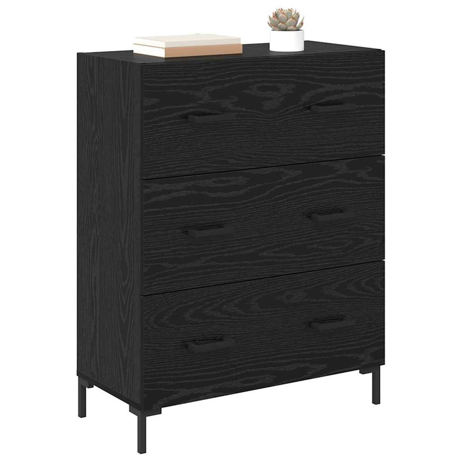 Dressoir Zwart Eiken 69,5 x 34 x 90 cm Gemonteerd hout en ijzer