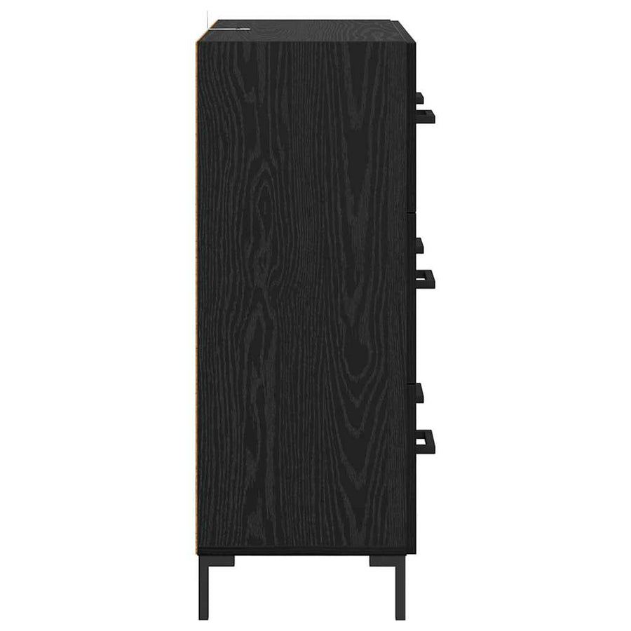 Dressoir Zwart Eiken 69,5 x 34 x 90 cm Gemonteerd hout en ijzer