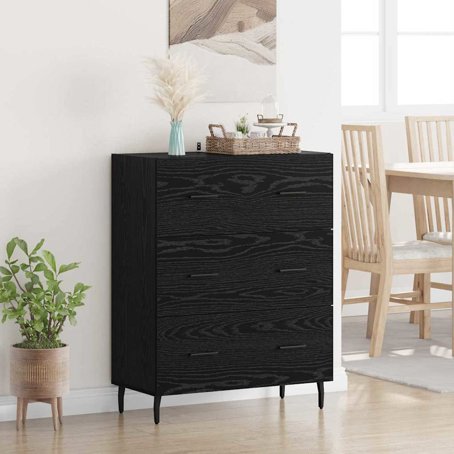 Dressoir Zwart Eiken 69,5 x 34 x 90 cm Gemonteerd hout en ijzer