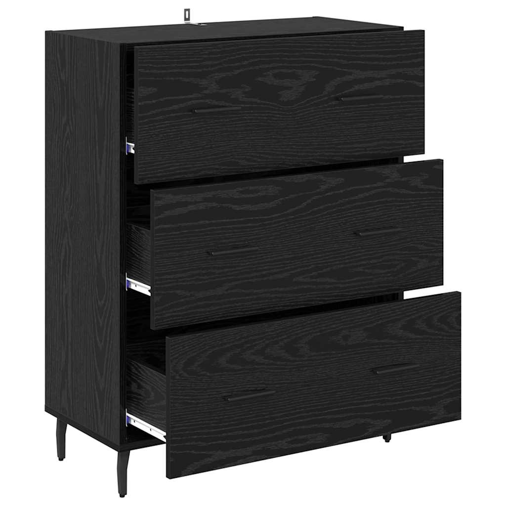 Dressoir Zwart Eiken 69,5 x 34 x 90 cm Gemonteerd hout en ijzer