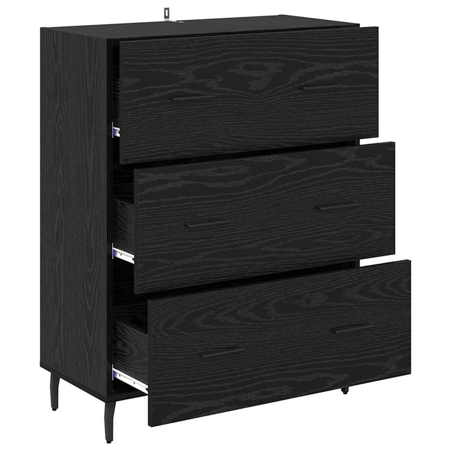 Dressoir Zwart Eiken 69,5 x 34 x 90 cm Gemonteerd hout en ijzer