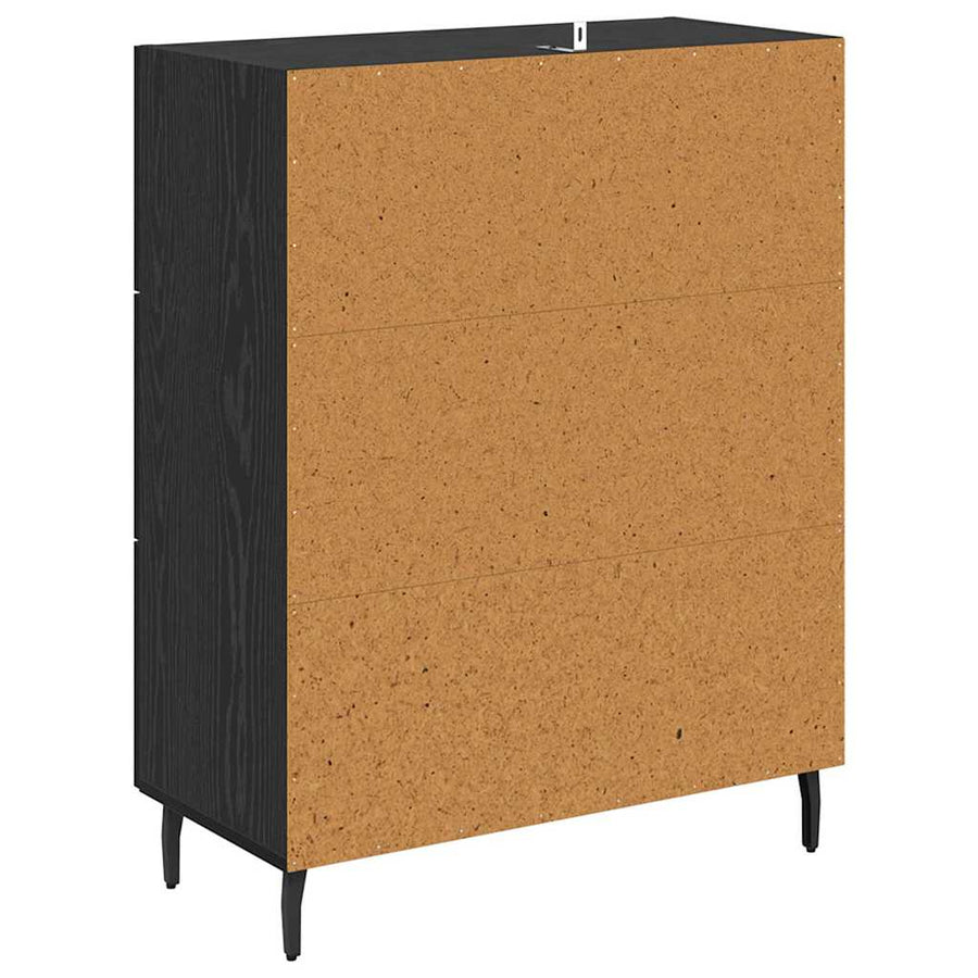 Dressoir Zwart Eiken 69,5 x 34 x 90 cm Gemonteerd hout en ijzer