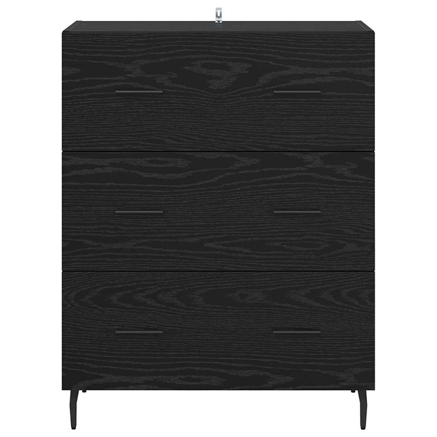Dressoir Zwart Eiken 69,5 x 34 x 90 cm Gemonteerd hout en ijzer
