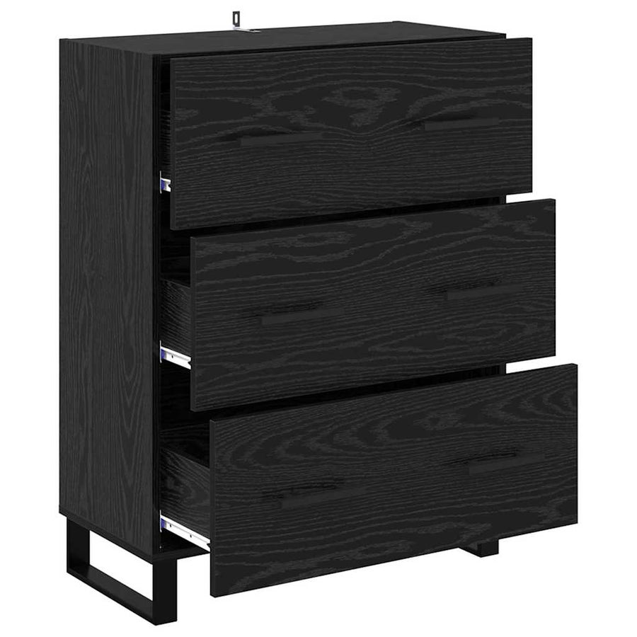 Dressoir Zwart Eiken 69,5 x 34 x 90 cm Gemonteerd hout en ijzer
