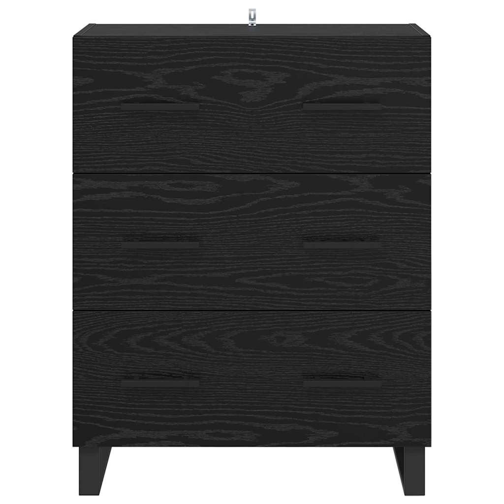 Dressoir Zwart Eiken 69,5 x 34 x 90 cm Gemonteerd hout en ijzer