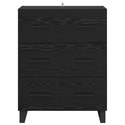 Dressoir Zwart Eiken 69,5 x 34 x 90 cm Gemonteerd hout en ijzer