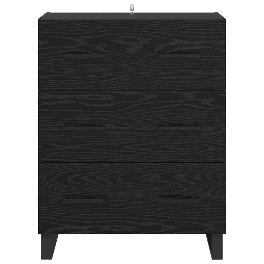 Dressoir Zwart Eiken 69,5 x 34 x 90 cm Gemonteerd hout en ijzer