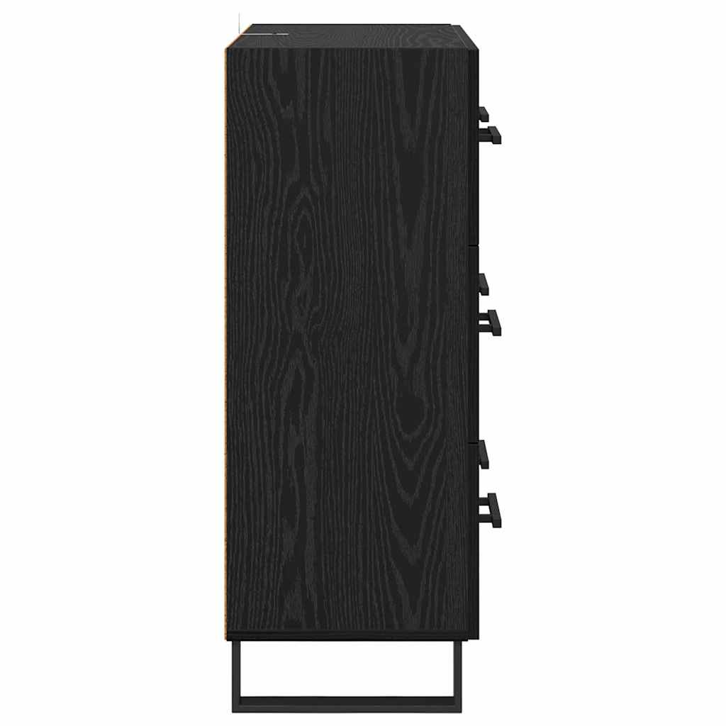 Dressoir Zwart Eiken 69,5 x 34 x 90 cm Gemonteerd hout en ijzer