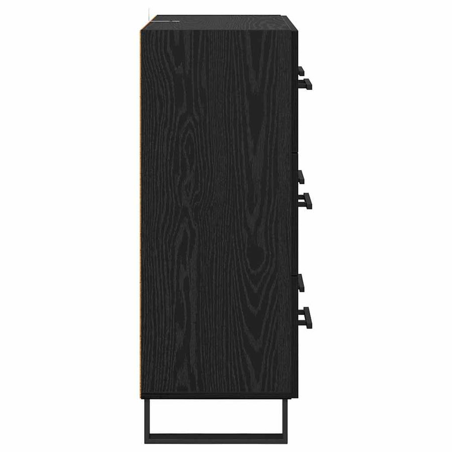 Dressoir Zwart Eiken 69,5 x 34 x 90 cm Gemonteerd hout en ijzer