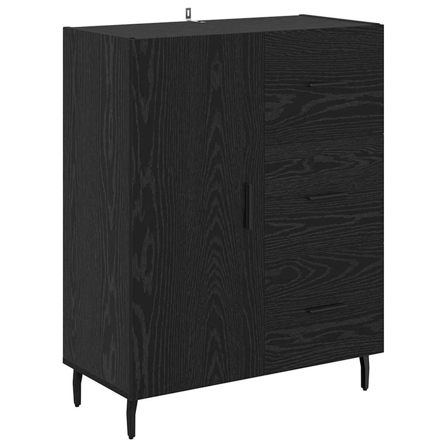 Dressoir Zwart Eiken 69,5 x 34 x 90 cm Gemonteerd hout en ijzer