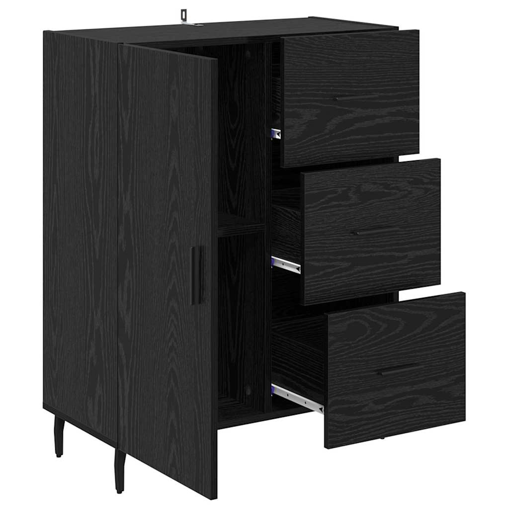 Dressoir Zwart Eiken 69,5 x 34 x 90 cm Gemonteerd hout en ijzer