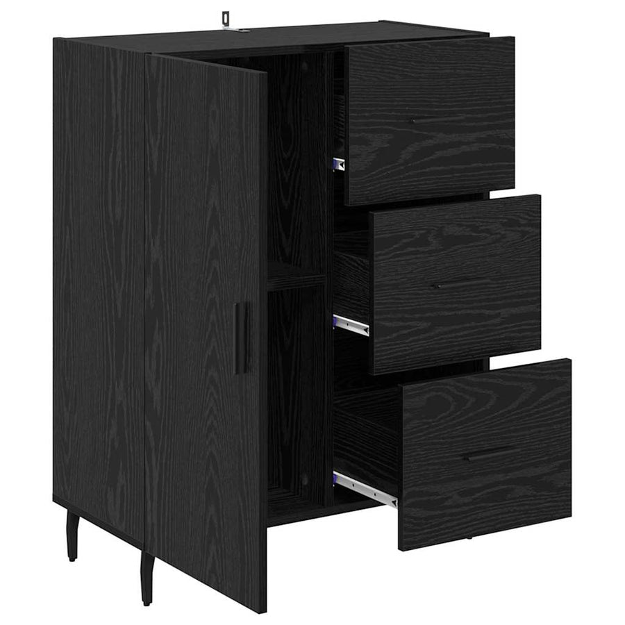 Dressoir Zwart Eiken 69,5 x 34 x 90 cm Gemonteerd hout en ijzer