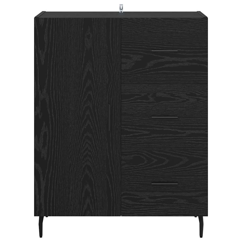 Dressoir Zwart Eiken 69,5 x 34 x 90 cm Gemonteerd hout en ijzer