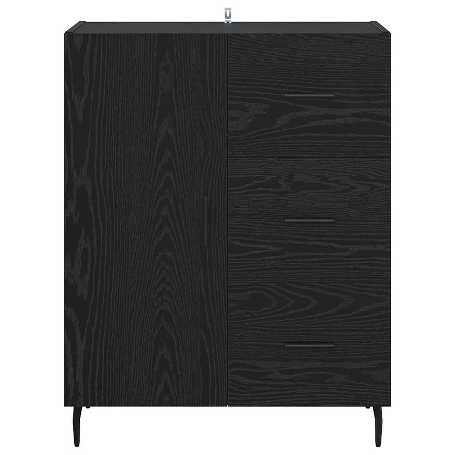 Dressoir Zwart Eiken 69,5 x 34 x 90 cm Gemonteerd hout en ijzer